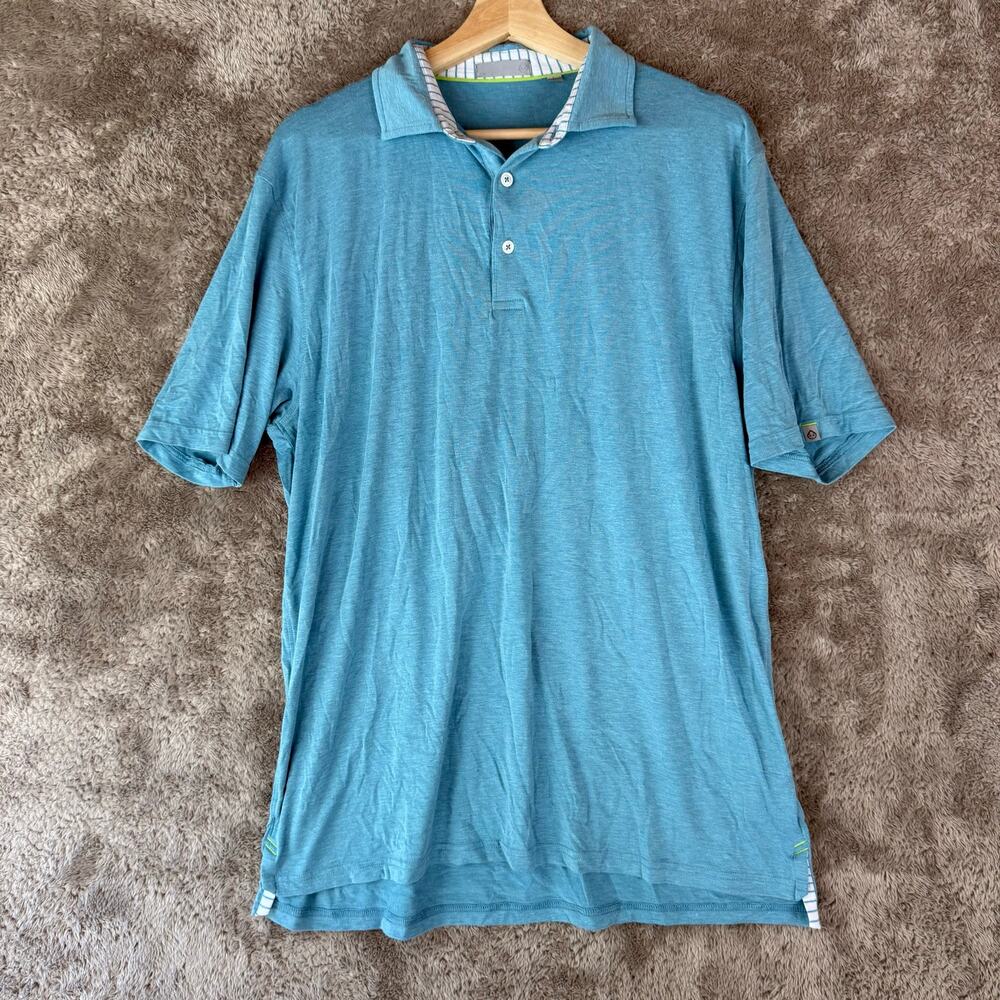 tasc Men's Blue Cloud Lightweight Performance Polo Shirt L Large TM538